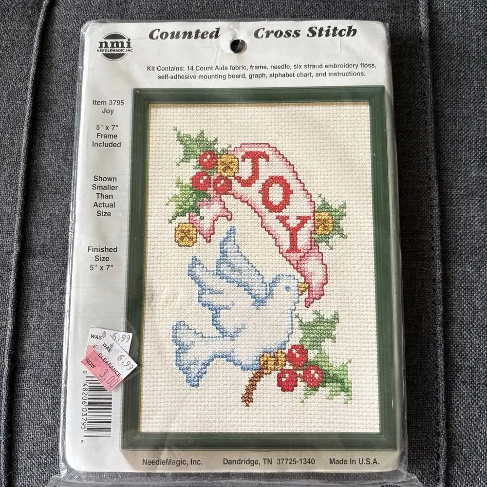 Christmas Joy Dove Vintage Counted Cross Stitch Kit by Needlemagic Inc NMI 1990s